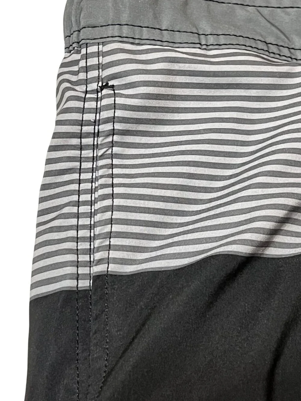 George Men Board Shorts Swim Trunks Lined Gray Black Striped Size M 32-34 Pocket